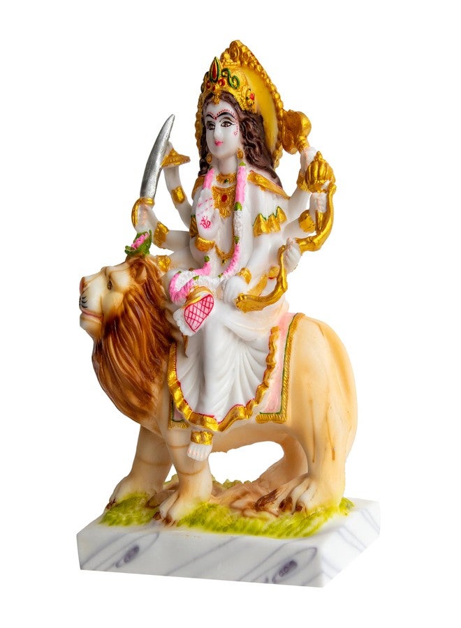 FABZONE Durga MATA Idol | Sherawali MATA Murti for Home Temple & Pooja | Marble Dust Maa Durga Statue | Sherawali Devi Murti for Navratri Decor and Worship 8.5 Inches - Image 3
